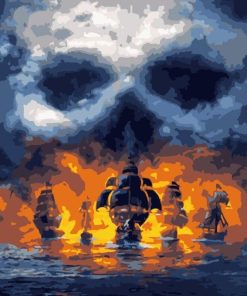 Pirate Ships at Sea paint by numbers