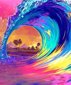 Illustration Colorful Wave Paint by numbers