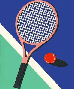 Tennis Ball And Racket Paint by numbers