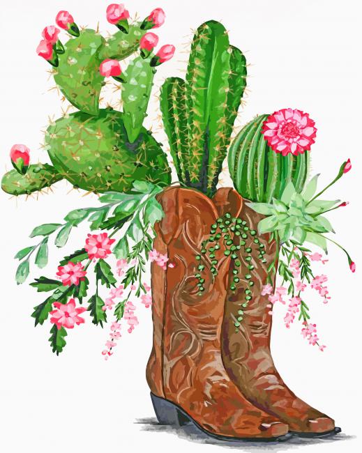 cactus-and-boots-paint-by-numbers