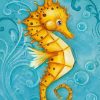 Cute Yellow Seahorse Paint by numbers