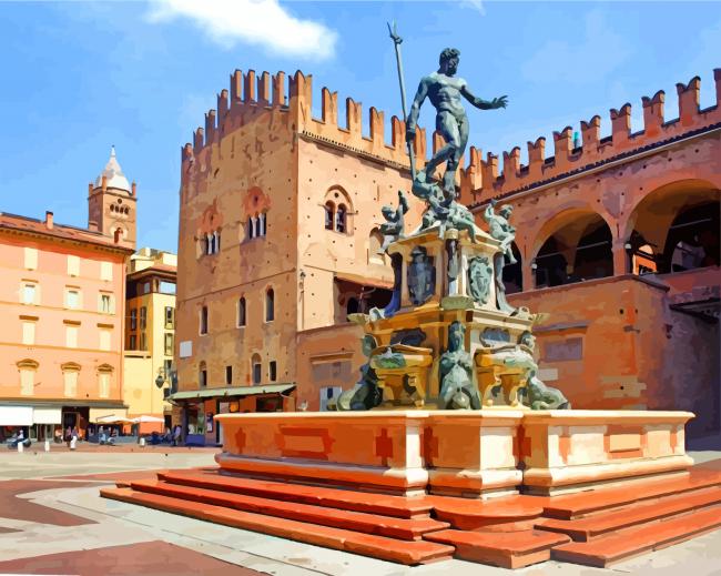 Fountain Of Neptune Bologna Paint by number