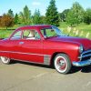 Vintage 49 Ford Coupe Red Car With Painting By Numbers