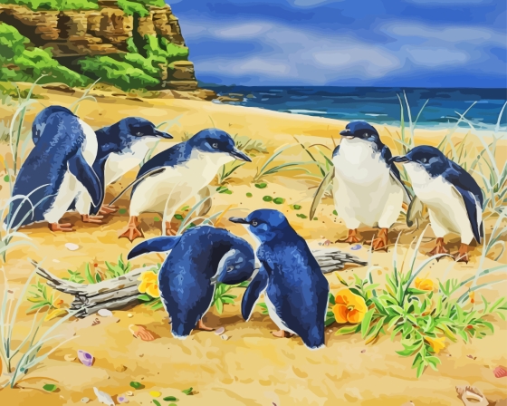 Baby Penguins On The Beach Paint By Numbers