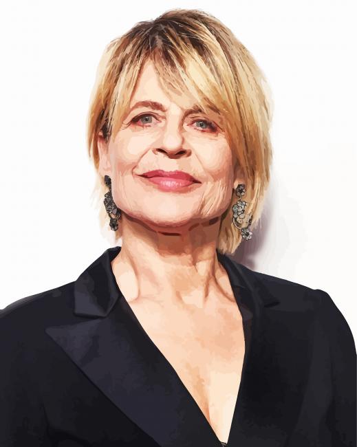 Old Actress Linda Hamilton With the Black By Painting With Numbers