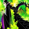 Maleficent And Dragon With Green Backgound For Painting By Numbers