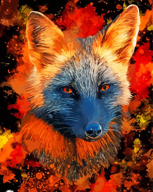 Melanistic Fox Face Art Paint By Numbers