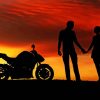 Motorcycle Couple At Sunset Paint By Numbers