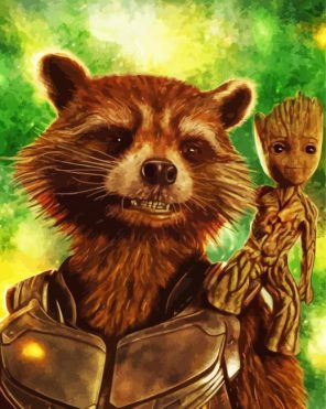 Rocket And Groot Paint By Numbers