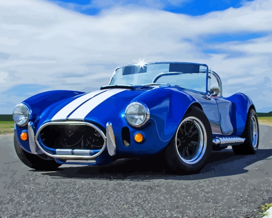 Vintage Blue Cobra Le Mans Car Paint By Numbers