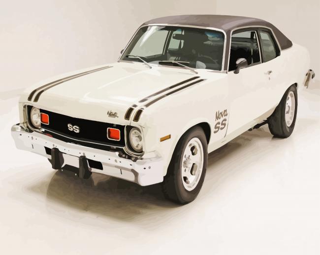 White Chevrolet Nova Paint By Numbers