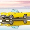 Yellow Thunderbird Car Water Reflection With Painting By Numbers