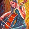 Abstract Woman Playing Cello For Painting By Numbers