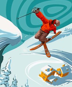 Alpine Ski Poster Paint By Numbers