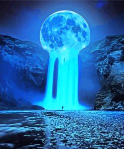Blue Moonlight Waterfall Paint By Numbers