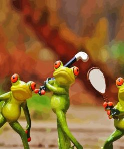 Frogs Playing Golf Paint By Numbers