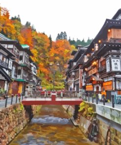 Ginzan Onsen Autumn Paint By Numbers