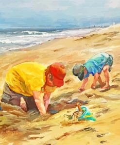 Kids Digging In The Sand Paint By Numbers
