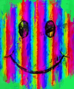 Abstract Rainbow Smiley Face Paint By Numbers