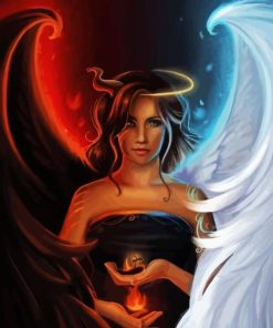 Girl Half Angel And Devil Paint by Numbers